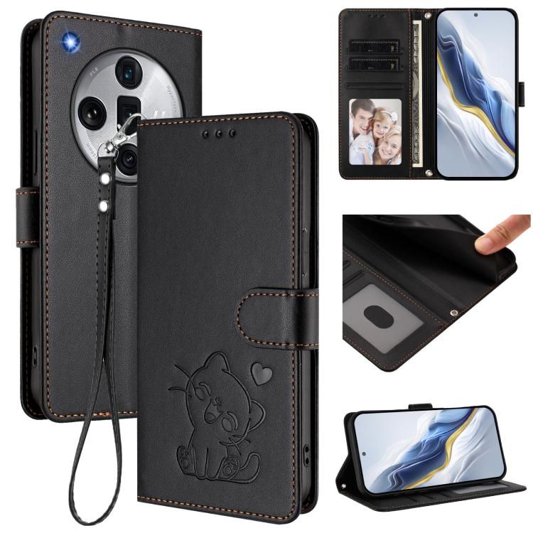 Embossed Heart Cat Leather Phone Case with Hand Strap, For OPPO A2 Pro 5G / F27 Pro 5G, For OPPO A60 4G Global, For OPPO Reno11 F 5G Global, For OPPO Find X7, For OPPO Reno11 5G Global, For OPPO Reno11 Pro 5G Global, For OPPO Find X7 Ultra             ...