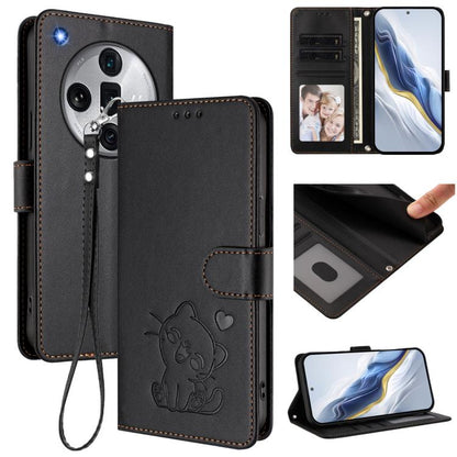Embossed Heart Cat Leather Phone Case with Hand Strap, For OPPO A2 Pro 5G / F27 Pro 5G, For OPPO A60 4G Global, For OPPO Reno11 F 5G Global, For OPPO Find X7, For OPPO Reno11 5G Global, For OPPO Reno11 Pro 5G Global, For OPPO Find X7 Ultra             ...