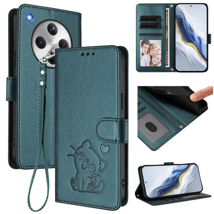 Embossed Heart Cat Leather Phone Case with Hand Strap, For OPPO Reno13 Pro 5G Global, For OPPO Reno13 5G Global, For OPPO Reno13 F 5G Global / 4G India, For OPPO A3x / A3 / A60 5G Global, For OPPO Find X8 5G, For OPPO A80 5G EU / K12x 5G Global        ...