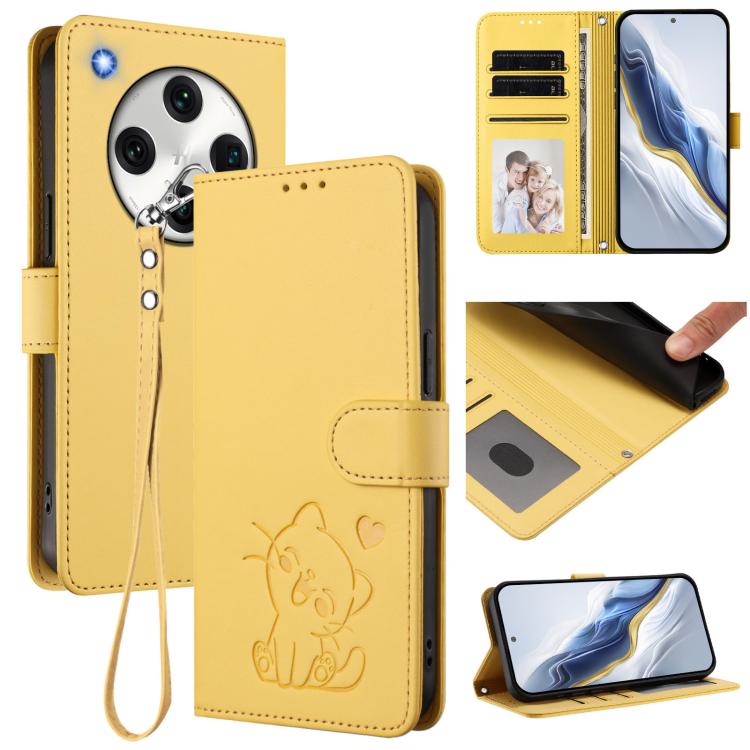 Embossed Heart Cat Leather Phone Case with Hand Strap, For OPPO A58 4G Global, For OPPO Reno10 / Reno10 Pro 5G Global, For OPPO A78 4G Global, For OPPO A98 5G / F23 5G India, For OPPO Find X8 Pro 5G, For OPPO A78 5G Global / A1x 5G                     ...