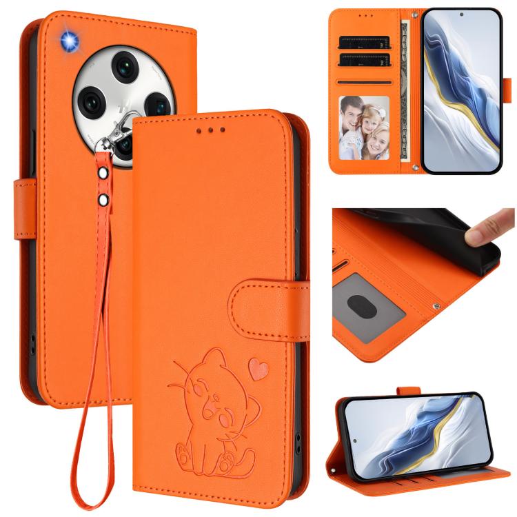 Embossed Heart Cat Leather Phone Case with Hand Strap, For OPPO A58 4G Global, For OPPO Reno10 / Reno10 Pro 5G Global, For OPPO A78 4G Global, For OPPO A98 5G / F23 5G India, For OPPO Find X8 Pro 5G, For OPPO A78 5G Global / A1x 5G                     ...