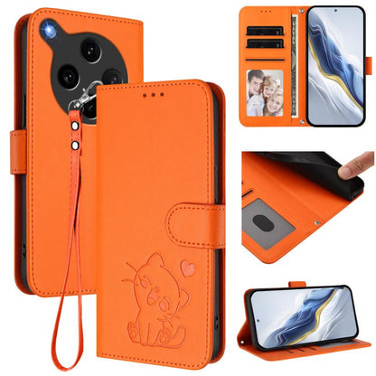Embossed Heart Cat Leather Phone Case with Hand Strap, For OPPO A5x 5G / 4G Global, For OPPO A5 5G / A3 Pro 5G Global, For OPPO Reno14 Pro 5G, For OPPO Find X8s+ 5G, For OPPO Find X8s 5G, For OPPO Find X8 Ultra 5G, For OPPO A5 Pro 5G / 4G Global       ...