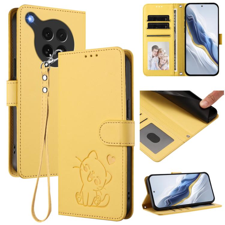 Embossed Heart Cat Leather Phone Case with Hand Strap, For OPPO A5x 5G / 4G Global, For OPPO A5 5G / A3 Pro 5G Global, For OPPO Reno14 Pro 5G, For OPPO Find X8s+ 5G, For OPPO Find X8s 5G, For OPPO Find X8 Ultra 5G, For OPPO A5 Pro 5G / 4G Global       ...