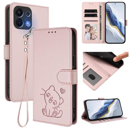Embossed Heart Cat Leather Phone Case with Hand Strap, For OPPO Reno16 F 5G / Reno16 FS 5G, For OPPO Reno16 5G / Reno16 Pro 5G Global, For OPPO Find X9s Pro 5G, For OPPO Find X9 Ultra, For OPPO A6 GT 5G, For OPPO K13 India, For OPPO K13 Turbo 5G       ...