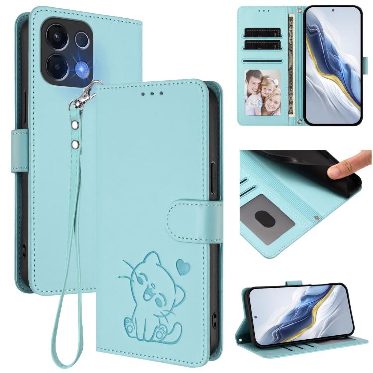 Embossed Heart Cat Leather Phone Case with Hand Strap, For OPPO Reno16 F 5G / Reno16 FS 5G, For OPPO Reno16 5G / Reno16 Pro 5G Global, For OPPO Find X9s Pro 5G, For OPPO Find X9 Ultra, For OPPO A6 GT 5G, For OPPO K13 India, For OPPO K13 Turbo 5G       ...