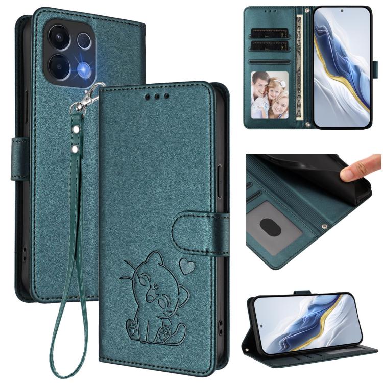 Embossed Heart Cat Leather Phone Case with Hand Strap, For OPPO Reno16 F 5G / Reno16 FS 5G, For OPPO Reno16 5G / Reno16 Pro 5G Global, For OPPO Find X9s Pro 5G, For OPPO Find X9 Ultra, For OPPO A6 GT 5G, For OPPO K13 India, For OPPO K13 Turbo 5G       ...