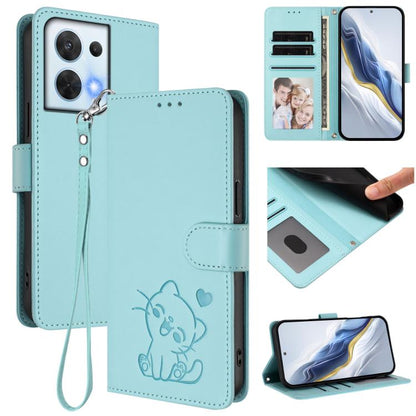 Embossed Heart Cat Leather Phone Case with Hand Strap, For OPPO Reno8 T 5G Global / A1 Pro 5G, For OPPO Reno8 4G / Reno7 4G Global, For OPPO A57 / A77 / A57s 4G Global, For OPPO Reno9 / Reno9 Pro 5G, For OPPO A17 4G Global / A17k                       ...