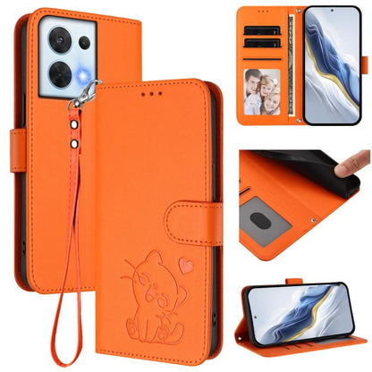 Embossed Heart Cat Leather Phone Case with Hand Strap, For OPPO Reno8 T 5G Global / A1 Pro 5G, For OPPO Reno8 4G / Reno7 4G Global, For OPPO A57 / A77 / A57s 4G Global, For OPPO Reno9 / Reno9 Pro 5G, For OPPO A17 4G Global / A17k                       ...