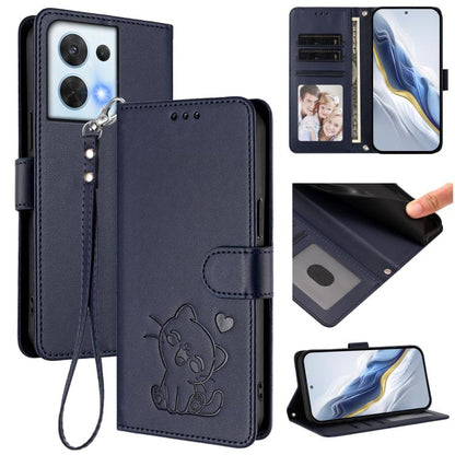 Embossed Heart Cat Leather Phone Case with Hand Strap, For OPPO Reno8 T 5G Global / A1 Pro 5G, For OPPO Reno8 4G / Reno7 4G Global, For OPPO A57 / A77 / A57s 4G Global, For OPPO Reno9 / Reno9 Pro 5G, For OPPO A17 4G Global / A17k                       ...