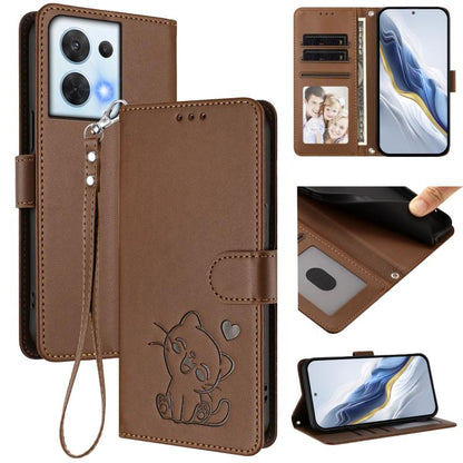 Embossed Heart Cat Leather Phone Case with Hand Strap, For OPPO Reno8 T 5G Global / A1 Pro 5G, For OPPO Reno8 4G / Reno7 4G Global, For OPPO A57 / A77 / A57s 4G Global, For OPPO Reno9 / Reno9 Pro 5G, For OPPO A17 4G Global / A17k                       ...
