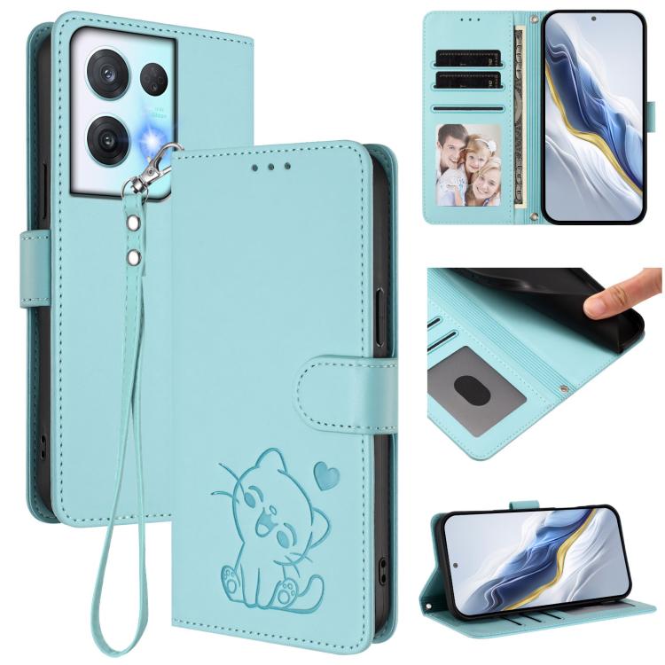 Embossed Heart Cat Leather Phone Case with Hand Strap, For OPPO Reno8 T 5G Global / A1 Pro 5G, For OPPO Reno8 4G / Reno7 4G Global, For OPPO A57 / A77 / A57s 4G Global, For OPPO Reno9 / Reno9 Pro 5G, For OPPO A17 4G Global / A17k                       ...
