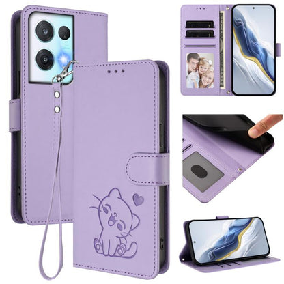Embossed Heart Cat Leather Phone Case with Hand Strap, For OPPO Reno8 T 5G Global / A1 Pro 5G, For OPPO Reno8 4G / Reno7 4G Global, For OPPO A57 / A77 / A57s 4G Global, For OPPO Reno9 / Reno9 Pro 5G, For OPPO A17 4G Global / A17k                       ...