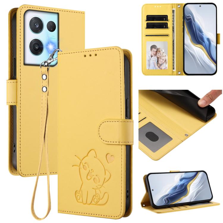 Embossed Heart Cat Leather Phone Case with Hand Strap, For OPPO Reno8 T 5G Global / A1 Pro 5G, For OPPO Reno8 4G / Reno7 4G Global, For OPPO A57 / A77 / A57s 4G Global, For OPPO Reno9 / Reno9 Pro 5G, For OPPO A17 4G Global / A17k                       ...