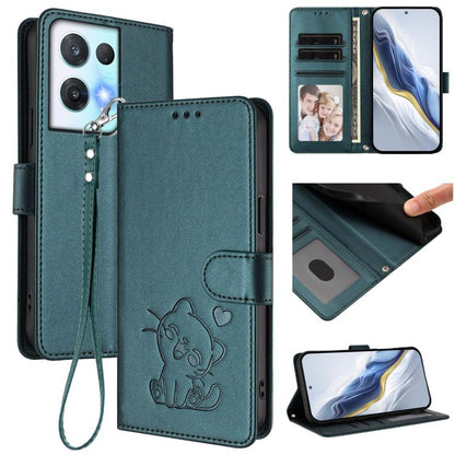 Embossed Heart Cat Leather Phone Case with Hand Strap, For OPPO Reno8 T 5G Global / A1 Pro 5G, For OPPO Reno8 4G / Reno7 4G Global, For OPPO A57 / A77 / A57s 4G Global, For OPPO Reno9 / Reno9 Pro 5G, For OPPO A17 4G Global / A17k                       ...