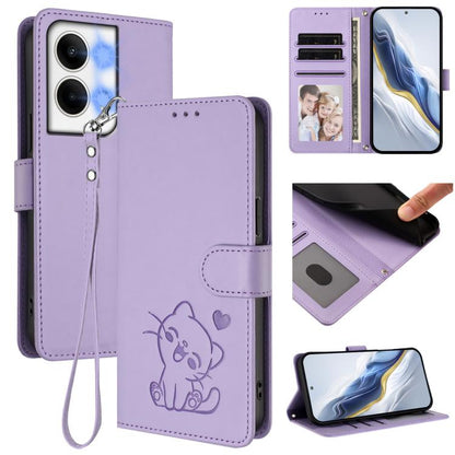 Embossed Heart Cat Leather Phone Case with Hand Strap, For OPPO Reno8 T 5G Global / A1 Pro 5G, For OPPO Reno8 4G / Reno7 4G Global, For OPPO A57 / A77 / A57s 4G Global, For OPPO Reno9 / Reno9 Pro 5G, For OPPO A17 4G Global / A17k                       ...