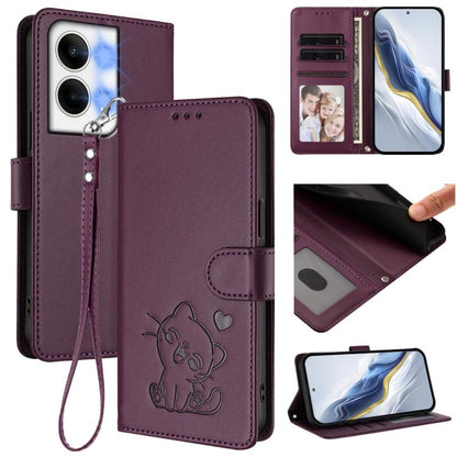 Embossed Heart Cat Leather Phone Case with Hand Strap, For OPPO Reno8 T 5G Global / A1 Pro 5G, For OPPO Reno8 4G / Reno7 4G Global, For OPPO A57 / A77 / A57s 4G Global, For OPPO Reno9 / Reno9 Pro 5G, For OPPO A17 4G Global / A17k                       ...