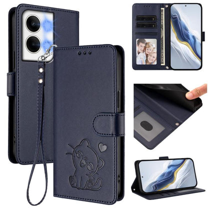 Embossed Heart Cat Leather Phone Case with Hand Strap, For OPPO Reno8 T 5G Global / A1 Pro 5G, For OPPO Reno8 4G / Reno7 4G Global, For OPPO A57 / A77 / A57s 4G Global, For OPPO Reno9 / Reno9 Pro 5G, For OPPO A17 4G Global / A17k                       ...
