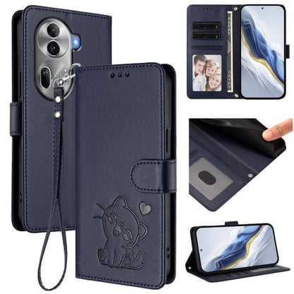 Embossed Heart Cat Leather Phone Case with Hand Strap, For OPPO A2 Pro 5G / F27 Pro 5G, For OPPO A60 4G Global, For OPPO Reno11 F 5G Global, For OPPO Find X7, For OPPO Reno11 5G Global, For OPPO Reno11 Pro 5G Global, For OPPO Find X7 Ultra             ...
