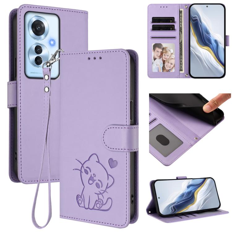 Embossed Heart Cat Leather Phone Case with Hand Strap, For OPPO A2 Pro 5G / F27 Pro 5G, For OPPO A60 4G Global, For OPPO Reno11 F 5G Global, For OPPO Find X7, For OPPO Reno11 5G Global, For OPPO Reno11 Pro 5G Global, For OPPO Find X7 Ultra             ...