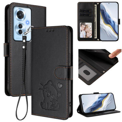 Embossed Heart Cat Leather Phone Case with Hand Strap, For OPPO A2 Pro 5G / F27 Pro 5G, For OPPO A60 4G Global, For OPPO Reno11 F 5G Global, For OPPO Find X7, For OPPO Reno11 5G Global, For OPPO Reno11 Pro 5G Global, For OPPO Find X7 Ultra             ...