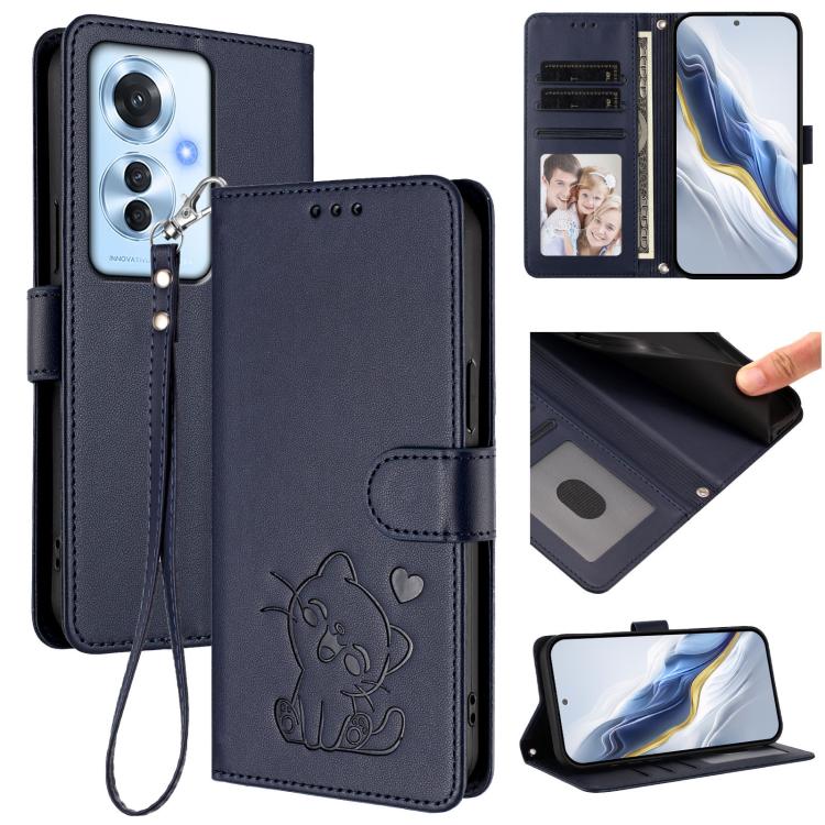 Embossed Heart Cat Leather Phone Case with Hand Strap, For OPPO A2 Pro 5G / F27 Pro 5G, For OPPO A60 4G Global, For OPPO Reno11 F 5G Global, For OPPO Find X7, For OPPO Reno11 5G Global, For OPPO Reno11 Pro 5G Global, For OPPO Find X7 Ultra             ...