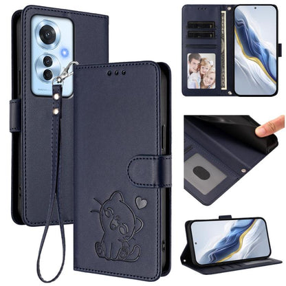 Embossed Heart Cat Leather Phone Case with Hand Strap, For OPPO A2 Pro 5G / F27 Pro 5G, For OPPO A60 4G Global, For OPPO Reno11 F 5G Global, For OPPO Find X7, For OPPO Reno11 5G Global, For OPPO Reno11 Pro 5G Global, For OPPO Find X7 Ultra             ...