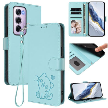 Embossed Heart Cat Leather Phone Case with Hand Strap, For OPPO Reno13 Pro 5G Global, For OPPO Reno13 5G Global, For OPPO Reno13 F 5G Global / 4G India, For OPPO A3x / A3 / A60 5G Global, For OPPO Find X8 5G, For OPPO A80 5G EU / K12x 5G Global        ...