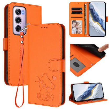 Embossed Heart Cat Leather Phone Case with Hand Strap, For OPPO Reno13 Pro 5G Global, For OPPO Reno13 5G Global, For OPPO Reno13 F 5G Global / 4G India, For OPPO A3x / A3 / A60 5G Global, For OPPO Find X8 5G, For OPPO A80 5G EU / K12x 5G Global        ...