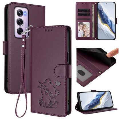 Embossed Heart Cat Leather Phone Case with Hand Strap, For OPPO Reno13 Pro 5G Global, For OPPO Reno13 5G Global, For OPPO Reno13 F 5G Global / 4G India, For OPPO A3x / A3 / A60 5G Global, For OPPO Find X8 5G, For OPPO A80 5G EU / K12x 5G Global        ...
