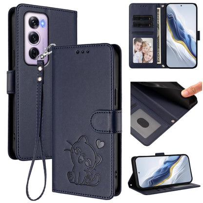 Embossed Heart Cat Leather Phone Case with Hand Strap, For OPPO Reno13 Pro 5G Global, For OPPO Reno13 5G Global, For OPPO Reno13 F 5G Global / 4G India, For OPPO A3x / A3 / A60 5G Global, For OPPO Find X8 5G, For OPPO A80 5G EU / K12x 5G Global        ...