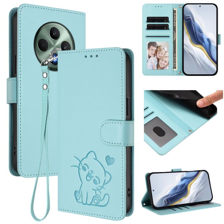 Embossed Heart Cat Leather Phone Case with Hand Strap, For OPPO Reno13 Pro 5G Global, For OPPO Reno13 5G Global, For OPPO Reno13 F 5G Global / 4G India, For OPPO A3x / A3 / A60 5G Global, For OPPO Find X8 5G, For OPPO A80 5G EU / K12x 5G Global        ...