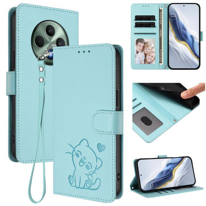 Embossed Heart Cat Leather Phone Case with Hand Strap, For OPPO Reno13 Pro 5G Global, For OPPO Reno13 5G Global, For OPPO Reno13 F 5G Global / 4G India, For OPPO A3x / A3 / A60 5G Global, For OPPO Find X8 5G, For OPPO A80 5G EU / K12x 5G Global        ...