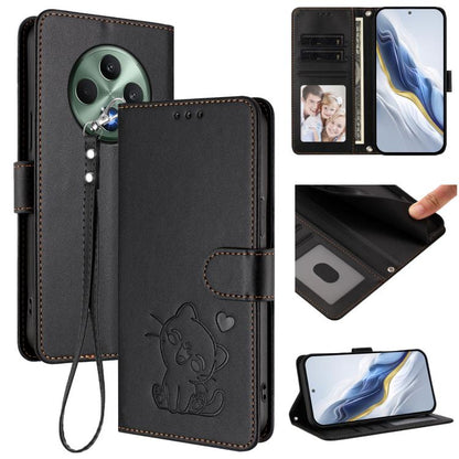 Embossed Heart Cat Leather Phone Case with Hand Strap, For OPPO Reno13 Pro 5G Global, For OPPO Reno13 5G Global, For OPPO Reno13 F 5G Global / 4G India, For OPPO A3x / A3 / A60 5G Global, For OPPO Find X8 5G, For OPPO A80 5G EU / K12x 5G Global        ...
