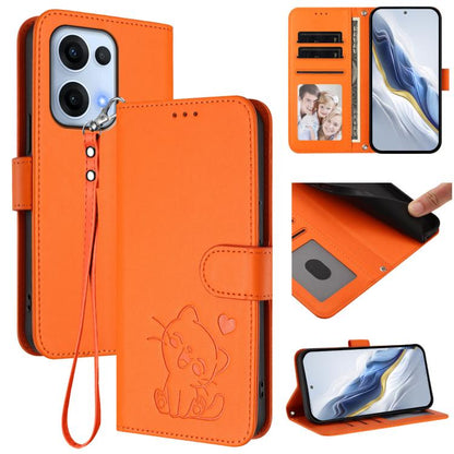 Embossed Heart Cat Leather Phone Case with Hand Strap, For OPPO Reno13 Pro 5G Global, For OPPO Reno13 5G Global, For OPPO Reno13 F 5G Global / 4G India, For OPPO A3x / A3 / A60 5G Global, For OPPO Find X8 5G, For OPPO A80 5G EU / K12x 5G Global        ...