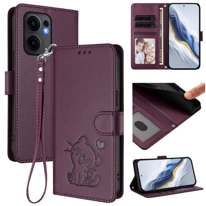 Embossed Heart Cat Leather Phone Case with Hand Strap, For OPPO Reno13 Pro 5G Global, For OPPO Reno13 5G Global, For OPPO Reno13 F 5G Global / 4G India, For OPPO A3x / A3 / A60 5G Global, For OPPO Find X8 5G, For OPPO A80 5G EU / K12x 5G Global        ...