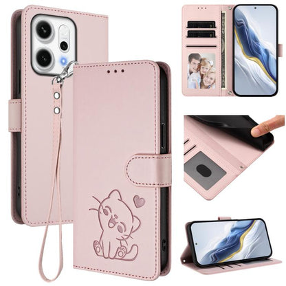 Embossed Heart Cat Leather Phone Case with Hand Strap, For OPPO A5x 5G / 4G Global, For OPPO A5 5G / A3 Pro 5G Global, For OPPO Reno14 Pro 5G, For OPPO Find X8s+ 5G, For OPPO Find X8s 5G, For OPPO Find X8 Ultra 5G, For OPPO A5 Pro 5G / 4G Global       ...