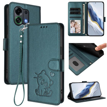 Embossed Heart Cat Leather Phone Case with Hand Strap, For OPPO Reno16 F 5G / Reno16 FS 5G, For OPPO Reno16 5G / Reno16 Pro 5G Global, For OPPO Find X9s Pro 5G, For OPPO Find X9 Ultra, For OPPO A6 GT 5G, For OPPO K13 India, For OPPO K13 Turbo 5G       ...