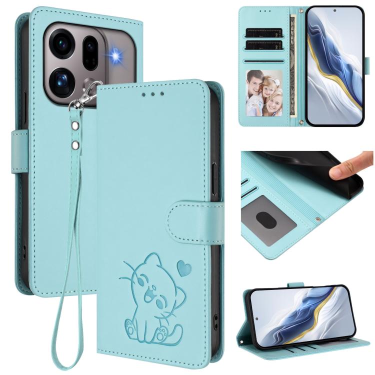 Embossed Heart Cat Leather Phone Case with Hand Strap, For OPPO Reno16 F 5G / Reno16 FS 5G, For OPPO Reno16 5G / Reno16 Pro 5G Global, For OPPO Find X9s Pro 5G, For OPPO Find X9 Ultra, For OPPO A6 GT 5G, For OPPO K13 India, For OPPO K13 Turbo 5G       ...