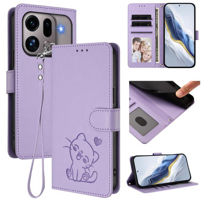 Embossed Heart Cat Leather Phone Case with Hand Strap, For OPPO Reno16 F 5G / Reno16 FS 5G, For OPPO Reno16 5G / Reno16 Pro 5G Global, For OPPO Find X9s Pro 5G, For OPPO Find X9 Ultra, For OPPO A6 GT 5G, For OPPO K13 India, For OPPO K13 Turbo 5G       ...