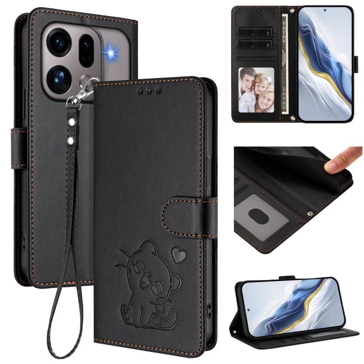 Embossed Heart Cat Leather Phone Case with Hand Strap, For OPPO Reno16 F 5G / Reno16 FS 5G, For OPPO Reno16 5G / Reno16 Pro 5G Global, For OPPO Find X9s Pro 5G, For OPPO Find X9 Ultra, For OPPO A6 GT 5G, For OPPO K13 India, For OPPO K13 Turbo 5G       ...