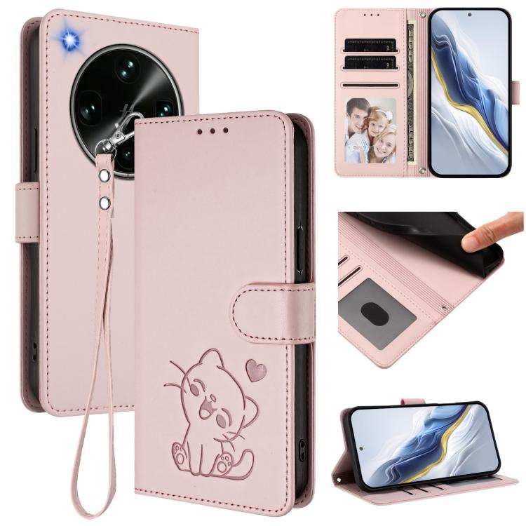 Embossed Heart Cat Leather Phone Case with Hand Strap, For OPPO Reno16 F 5G / Reno16 FS 5G, For OPPO Reno16 5G / Reno16 Pro 5G Global, For OPPO Find X9s Pro 5G, For OPPO Find X9 Ultra, For OPPO A6 GT 5G, For OPPO K13 India, For OPPO K13 Turbo 5G       ...
