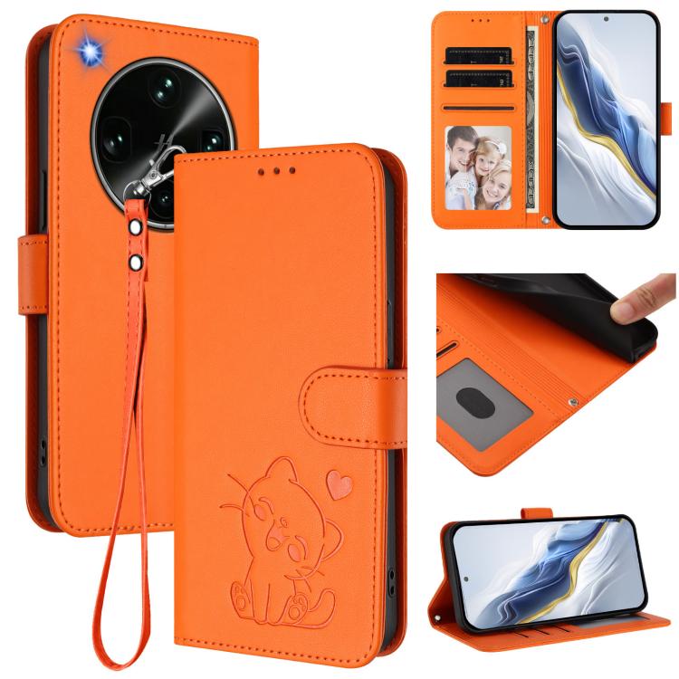 Embossed Heart Cat Leather Phone Case with Hand Strap, For OPPO Reno16 F 5G / Reno16 FS 5G, For OPPO Reno16 5G / Reno16 Pro 5G Global, For OPPO Find X9s Pro 5G, For OPPO Find X9 Ultra, For OPPO A6 GT 5G, For OPPO K13 India, For OPPO K13 Turbo 5G       ...
