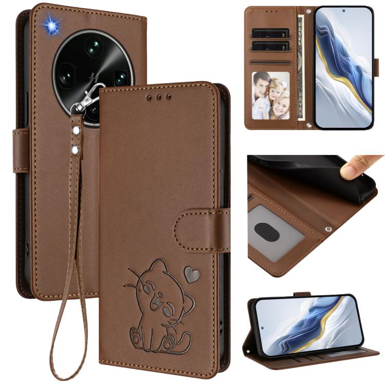 Embossed Heart Cat Leather Phone Case with Hand Strap, For OPPO Reno16 F 5G / Reno16 FS 5G, For OPPO Reno16 5G / Reno16 Pro 5G Global, For OPPO Find X9s Pro 5G, For OPPO Find X9 Ultra, For OPPO A6 GT 5G, For OPPO K13 India, For OPPO K13 Turbo 5G       ...