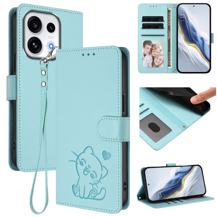 Embossed Heart Cat Leather Phone Case with Hand Strap, For OPPO Reno16 F 5G / Reno16 FS 5G, For OPPO Reno16 5G / Reno16 Pro 5G Global, For OPPO Find X9s Pro 5G, For OPPO Find X9 Ultra, For OPPO A6 GT 5G, For OPPO K13 India, For OPPO K13 Turbo 5G       ...