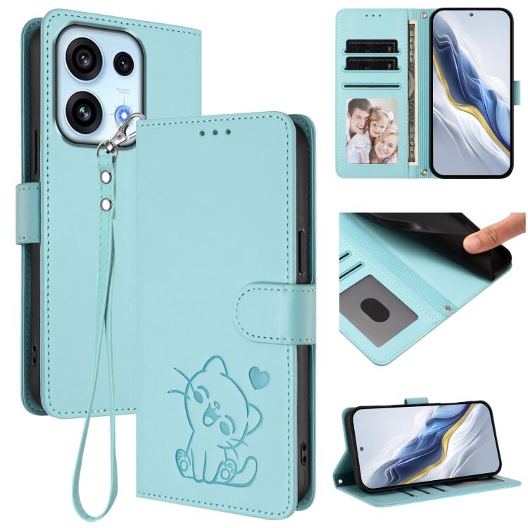 Embossed Heart Cat Leather Phone Case with Hand Strap, For OPPO Reno16 F 5G / Reno16 FS 5G, For OPPO Reno16 5G / Reno16 Pro 5G Global, For OPPO Find X9s Pro 5G, For OPPO Find X9 Ultra, For OPPO A6 GT 5G, For OPPO K13 India, For OPPO K13 Turbo 5G       ...