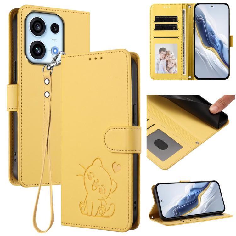 Embossed Heart Cat Leather Phone Case with Hand Strap, For OPPO Reno16 F 5G / Reno16 FS 5G, For OPPO Reno16 5G / Reno16 Pro 5G Global, For OPPO Find X9s Pro 5G, For OPPO Find X9 Ultra, For OPPO A6 GT 5G, For OPPO K13 India, For OPPO K13 Turbo 5G       ...