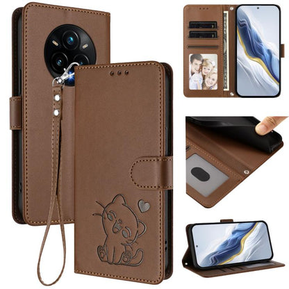 Embossed Heart Cat Leather Phone Case with Hand Strap, For Realme 14 / P3 / 14T 5G Global, For Realme P3 Ultra 5G Global, For Realme P3 Pro 5G Global, For Realme C75 4G Global / 14x 5G India, For Realme 14 Pro+ 5G, For Realme 14 Pro 5G India           ...
