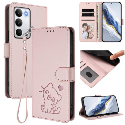 Embossed Heart Cat Leather Phone Case with Hand Strap, For Realme P4 Pro 5G, For Realme P4 5G, For Realme 15T 5G Global, For Realme 15 / 15 Pro 5G Global, For Realme C71 4G Global, For Realme GT 7 5G India, For Realme V70 5G / 14x Global / C75 5G      ...