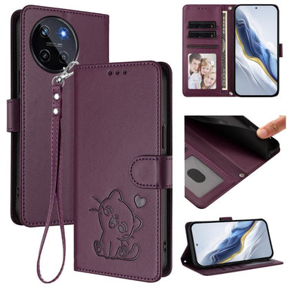 Embossed Heart Cat Leather Phone Case with Hand Strap, For Realme 11 4G Global, For Realme GT5 240W / GT5 5G, For Realme Narzo 60 Pro, For Realme C65 4G Global, For Realme C55 4G Global / Narzo N55, For Realme C33 2023 / 2022, For Realme 10T 5G / 10S 5...