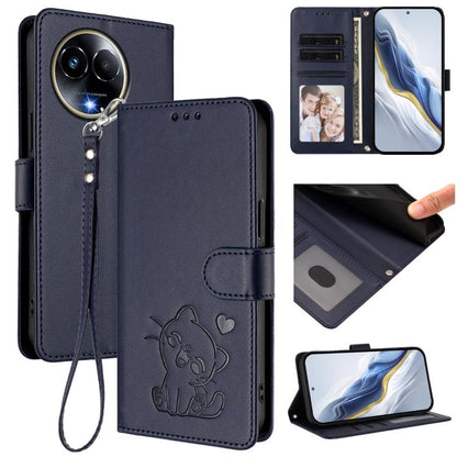 Embossed Heart Cat Leather Phone Case with Hand Strap, For Realme C63 / C61 / Note 60 4G Global, For Realme 13+ 5G Global, For Realme 13 / 12 4G / P1 5G Global, For Realme 13 Pro / 13 Pro+ 5G Global, For Realme GT 6 5G / GT 6T 5G Global                ...